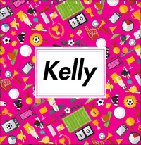 Thumbnail for Personalized Soccer Shower Curtain XX - Pink Background - Rectangle Nameplate - Decorate View