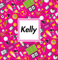 Thumbnail for Personalized Soccer Shower Curtain XX - Pink Background - Square Nameplate - Decorate View