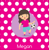 Thumbnail for Personalized Soccer Shower Curtain XXIII - Pink Background - Black Hair Girl - Decorate View
