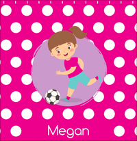 Thumbnail for Personalized Soccer Shower Curtain XXIII - Pink Background - Brunette Girl - Decorate View