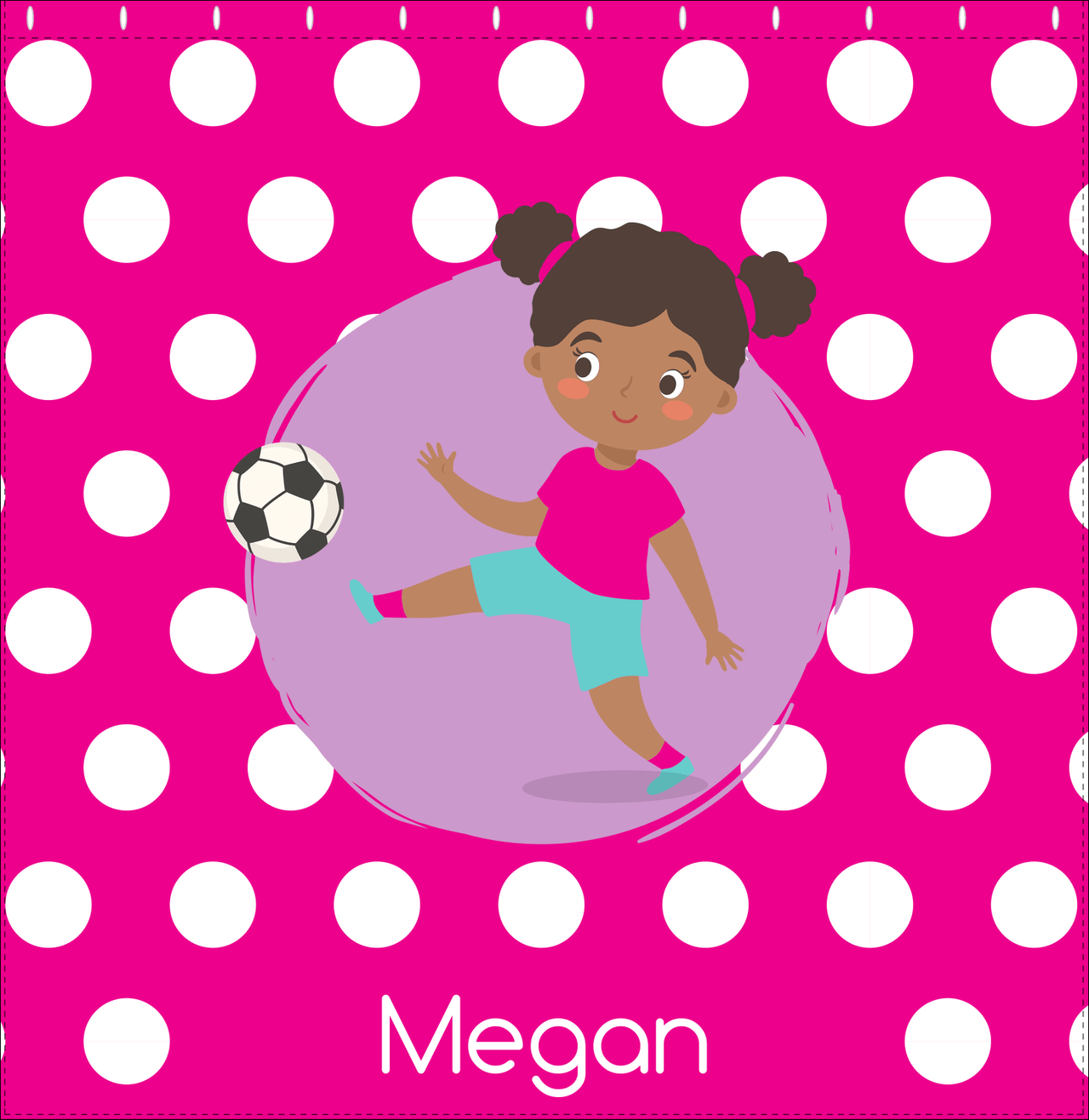 Personalized Soccer Shower Curtain XXIII - Pink Background - Black Girl - Decorate View