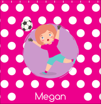 Thumbnail for Personalized Soccer Shower Curtain XXIII - Pink Background - Redhead Girl - Decorate View