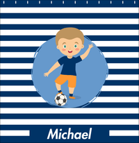 Thumbnail for Personalized Soccer Shower Curtain XXIV - Blue Background - Blond Boy I - Decorate View