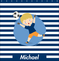 Thumbnail for Personalized Soccer Shower Curtain XXIV - Blue Background - Blond Boy II - Decorate View