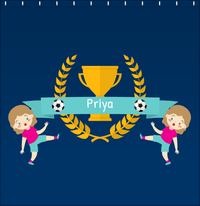 Thumbnail for Personalized Soccer Shower Curtain XXVIII - Blue Background - Blonde Girl I - Decorate View