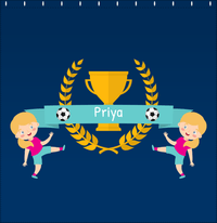 Thumbnail for Personalized Soccer Shower Curtain XXVIII - Blue Background - Blonde Girl II - Decorate View
