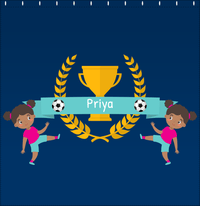 Thumbnail for Personalized Soccer Shower Curtain XXVIII - Blue Background - Black Girl - Decorate View