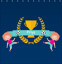 Thumbnail for Personalized Soccer Shower Curtain XXVIII - Blue Background - Redhead Girl - Decorate View