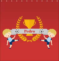 Thumbnail for Personalized Soccer Shower Curtain XXIX - Red Background - Blond Boy I - Decorate View