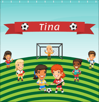 Thumbnail for Personalized Soccer Shower Curtain XXXIII - Girls Team - Green Field - Decorate View