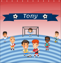 Thumbnail for Personalized Soccer Shower Curtain XXXIV - Boys Team - Blue Field - Decorate View