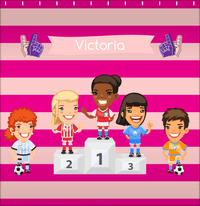 Thumbnail for Personalized Soccer Shower Curtain XXXV - Pink Background - Black Girl - Decorate View