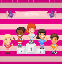 Thumbnail for Personalized Soccer Shower Curtain XXXV - Pink Background - Redhead Girl - Decorate View