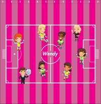 Thumbnail for Personalized Soccer Shower Curtain XXXVII - Girls - Pink Field - Decorate View