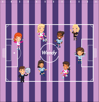 Thumbnail for Personalized Soccer Shower Curtain XXXVII - Girls - Purple Field - Decorate View