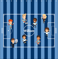 Thumbnail for Personalized Soccer Shower Curtain XXXVIII - Boys - Blue Field - Decorate View