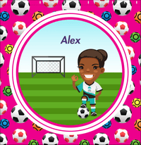 Thumbnail for Personalized Soccer Shower Curtain XXXIX - Pink Background - Black Girl - Decorate View