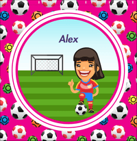 Thumbnail for Personalized Soccer Shower Curtain XXXIX - Pink Background - Black Hair Girl - Decorate View