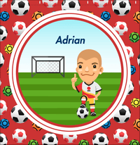 Thumbnail for Personalized Soccer Shower Curtain XL - Red Background - Blond Boy I - Decorate View