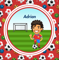 Thumbnail for Personalized Soccer Shower Curtain XL - Red Background - Black Hair Boy - Decorate View
