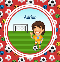 Thumbnail for Personalized Soccer Shower Curtain XL - Red Background - Brown Hair Boy II - Decorate View
