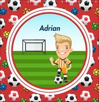 Thumbnail for Personalized Soccer Shower Curtain XL - Red Background - Blond Boy II - Decorate View