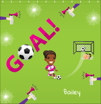 Thumbnail for Personalized Soccer Shower Curtain XLI - Green Background - Black Girl - Decorate View