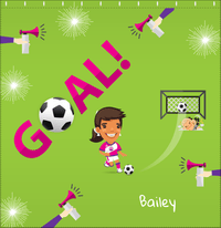 Thumbnail for Personalized Soccer Shower Curtain XLI - Green Background - Brunette Girl II - Decorate View
