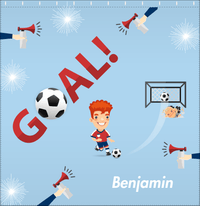 Thumbnail for Personalized Soccer Shower Curtain XLII - Blue Background - Redhead Boy - Decorate View