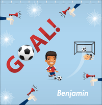 Thumbnail for Personalized Soccer Shower Curtain XLII - Blue Background - Black Hair Boy II - Decorate View