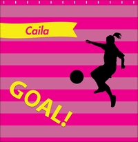 Thumbnail for Personalized Soccer Shower Curtain XLIII - Pink Background - Girl Silhouette II - Decorate View