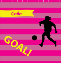 Thumbnail for Personalized Soccer Shower Curtain XLIII - Pink Background - Girl Silhouette III - Decorate View