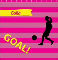 Thumbnail for Personalized Soccer Shower Curtain XLIII - Pink Background - Girl Silhouette V - Decorate View