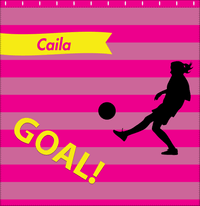 Thumbnail for Personalized Soccer Shower Curtain XLIII - Pink Background - Girl Silhouette VI - Decorate View