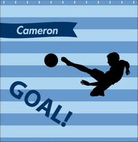 Thumbnail for Personalized Soccer Shower Curtain XLIV - Blue Background - Boy Silhouette I - Decorate View
