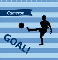 Thumbnail for Personalized Soccer Shower Curtain XLIV - Blue Background - Boy Silhouette II - Decorate View