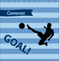 Thumbnail for Personalized Soccer Shower Curtain XLIV - Blue Background - Boy Silhouette III - Decorate View