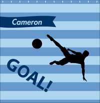 Thumbnail for Personalized Soccer Shower Curtain XLIV - Blue Background - Boy Silhouette IV - Decorate View