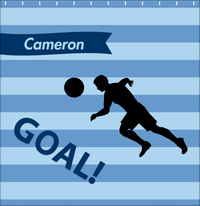 Thumbnail for Personalized Soccer Shower Curtain XLIV - Blue Background - Boy Silhouette V - Decorate View