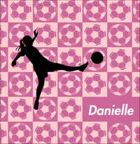 Thumbnail for Personalized Soccer Shower Curtain XLV - Pink Background - Girl Silhouette I - Decorate View