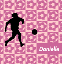 Thumbnail for Personalized Soccer Shower Curtain XLV - Pink Background - Girl Silhouette III - Decorate View