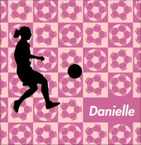 Thumbnail for Personalized Soccer Shower Curtain XLV - Pink Background - Girl Silhouette IV - Decorate View