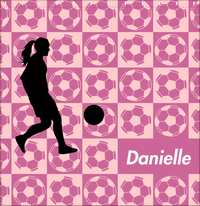 Thumbnail for Personalized Soccer Shower Curtain XLV - Pink Background - Girl Silhouette V - Decorate View
