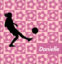Thumbnail for Personalized Soccer Shower Curtain XLV - Pink Background - Girl Silhouette VI - Decorate View