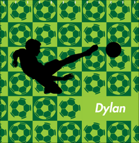 Thumbnail for Personalized Soccer Shower Curtain XLVI - Green Background - Boy Silhouette I - Decorate View