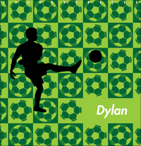 Thumbnail for Personalized Soccer Shower Curtain XLVI - Green Background - Boy Silhouette II - Decorate View