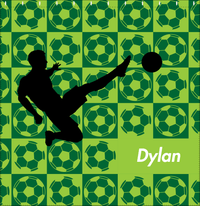 Thumbnail for Personalized Soccer Shower Curtain XLVI - Green Background - Boy Silhouette III - Decorate View