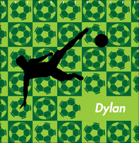 Thumbnail for Personalized Soccer Shower Curtain XLVI - Green Background - Boy Silhouette IV - Decorate View