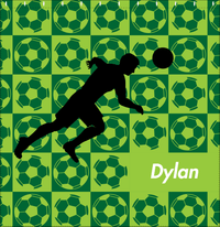 Thumbnail for Personalized Soccer Shower Curtain XLVI - Green Background - Boy Silhouette V - Decorate View