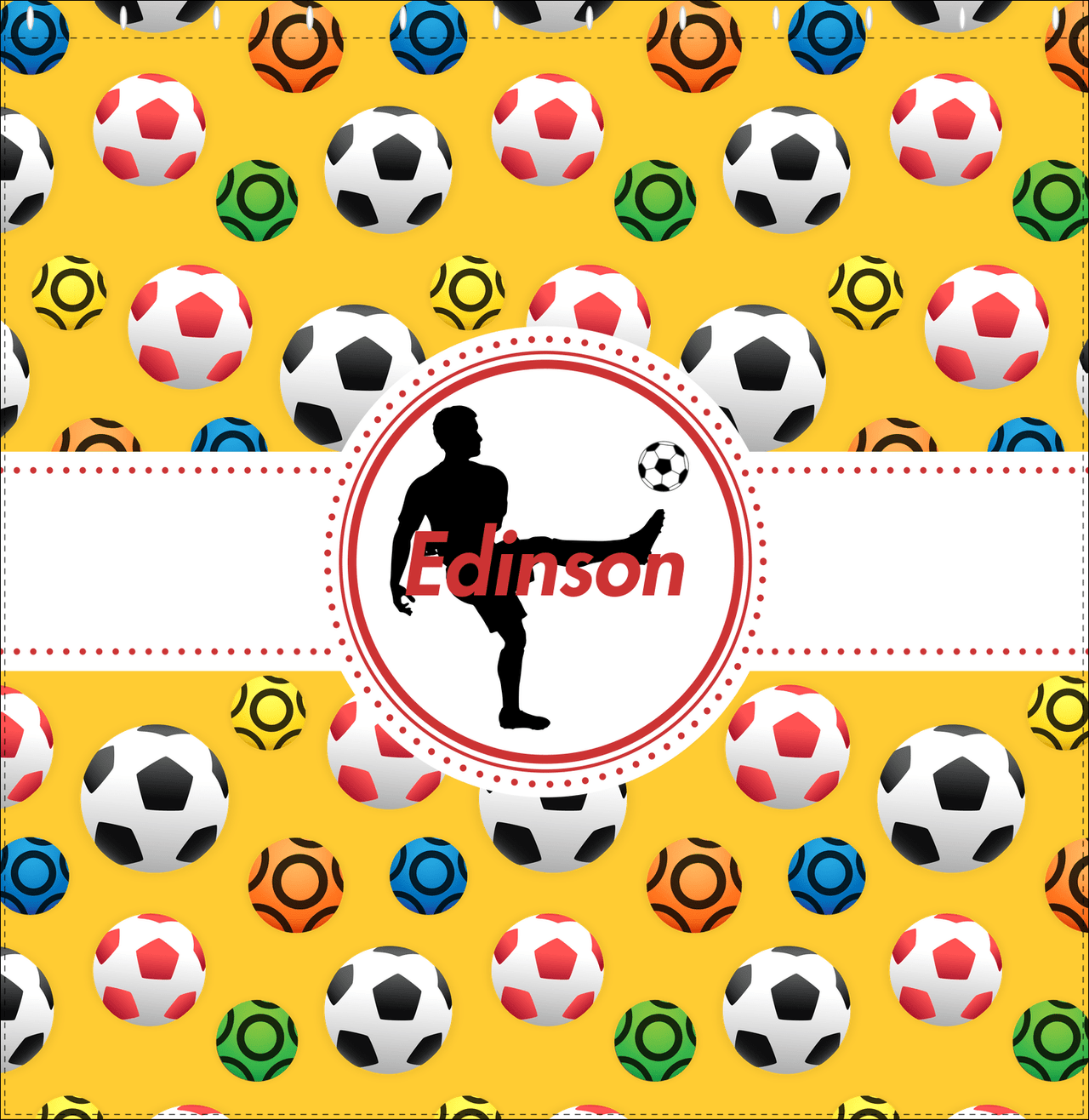 Personalized Soccer Shower Curtain XLVII - Yellow Background - Boy Silhouette II - Decorate View